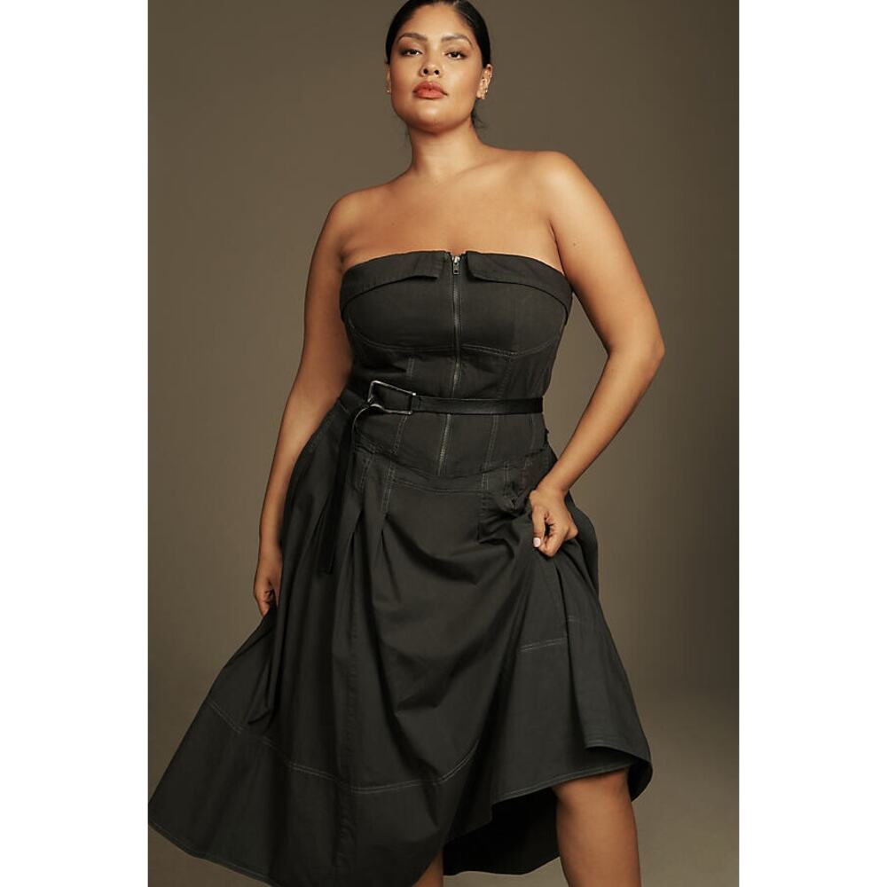 Pilcro Anthropologie Strapless Twofer Midi Dress NWT